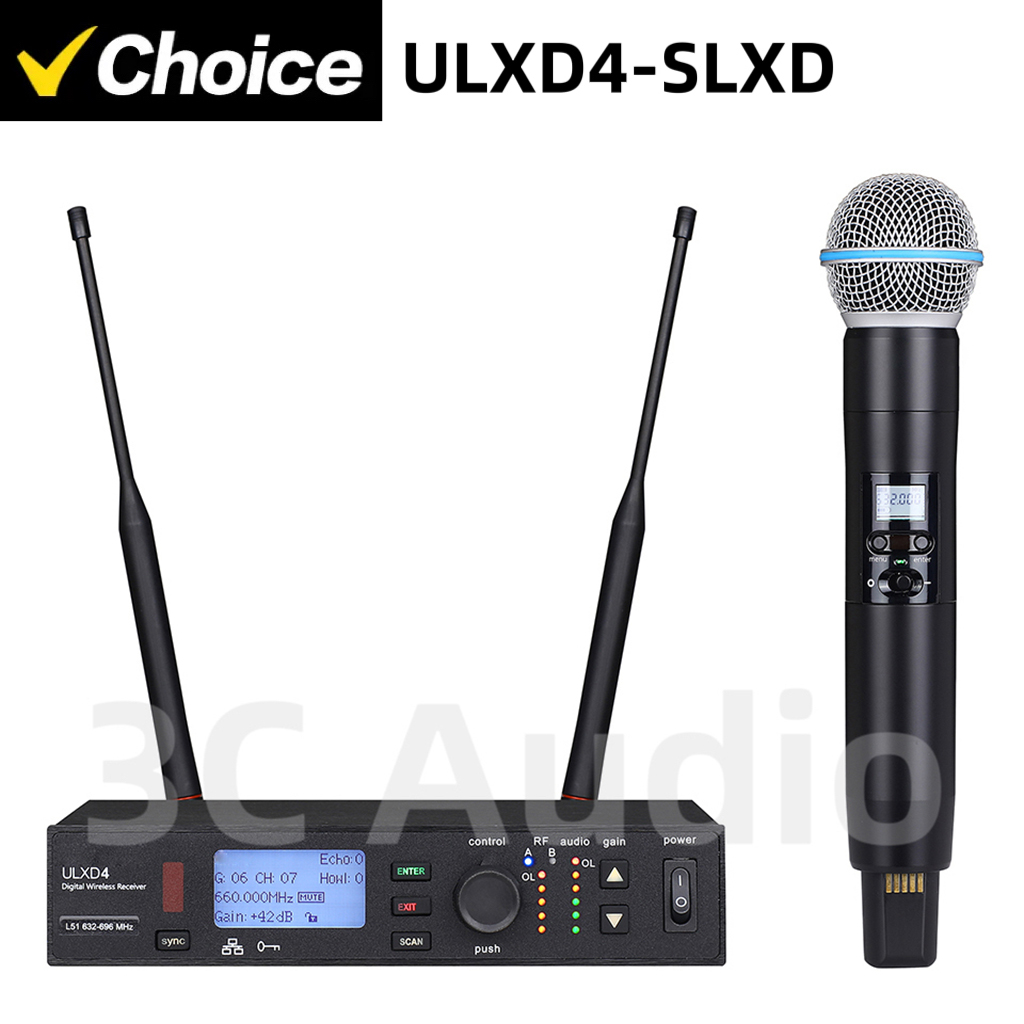 Shure Mic Sm58 - Microphone sans fil professionnel ULXD4-SLXD 500/600MHz,