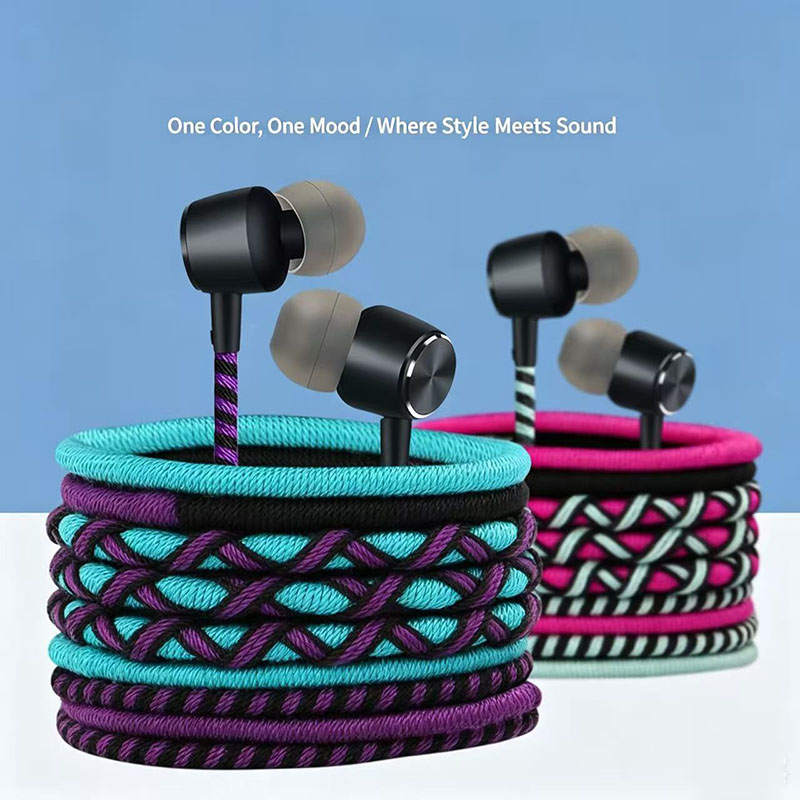 Audiophile Headphone Wired - Écouteurs filaires tressés 3,5 mm intra-auriculaires